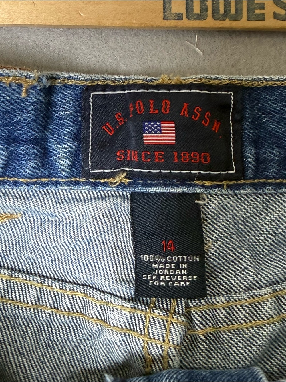 US Polo Assn Jeans Co Mens Blue Denim Carpenter Shorts Size 14 Medium Wash Y2K - Picture 5 of 10